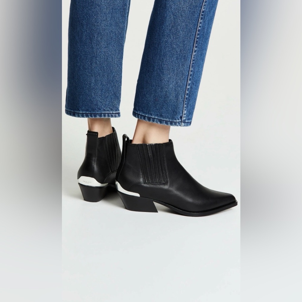 Rag & Bone Westin Suede Black Ankle Boots w/Studded Detail Size 7.5/37.5 New - Picture 2 of 12